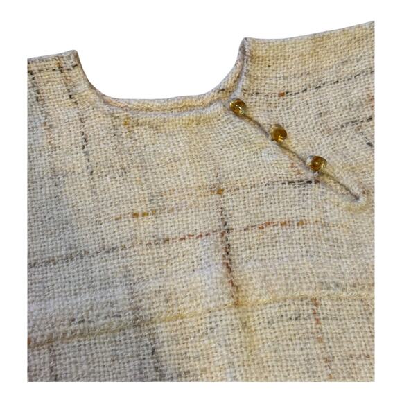 Handwoven by Gretchen one of one top shoulder button close tan cream size S - Picture 3 of 16